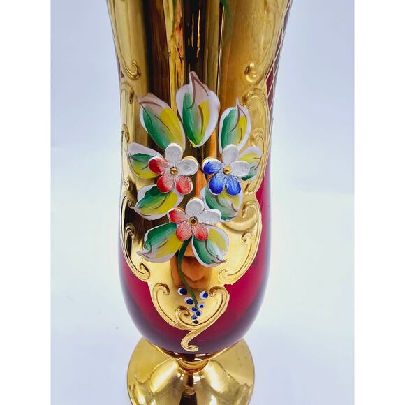 Vintage Bohemian enamel painted vase - Picture 2 of 5